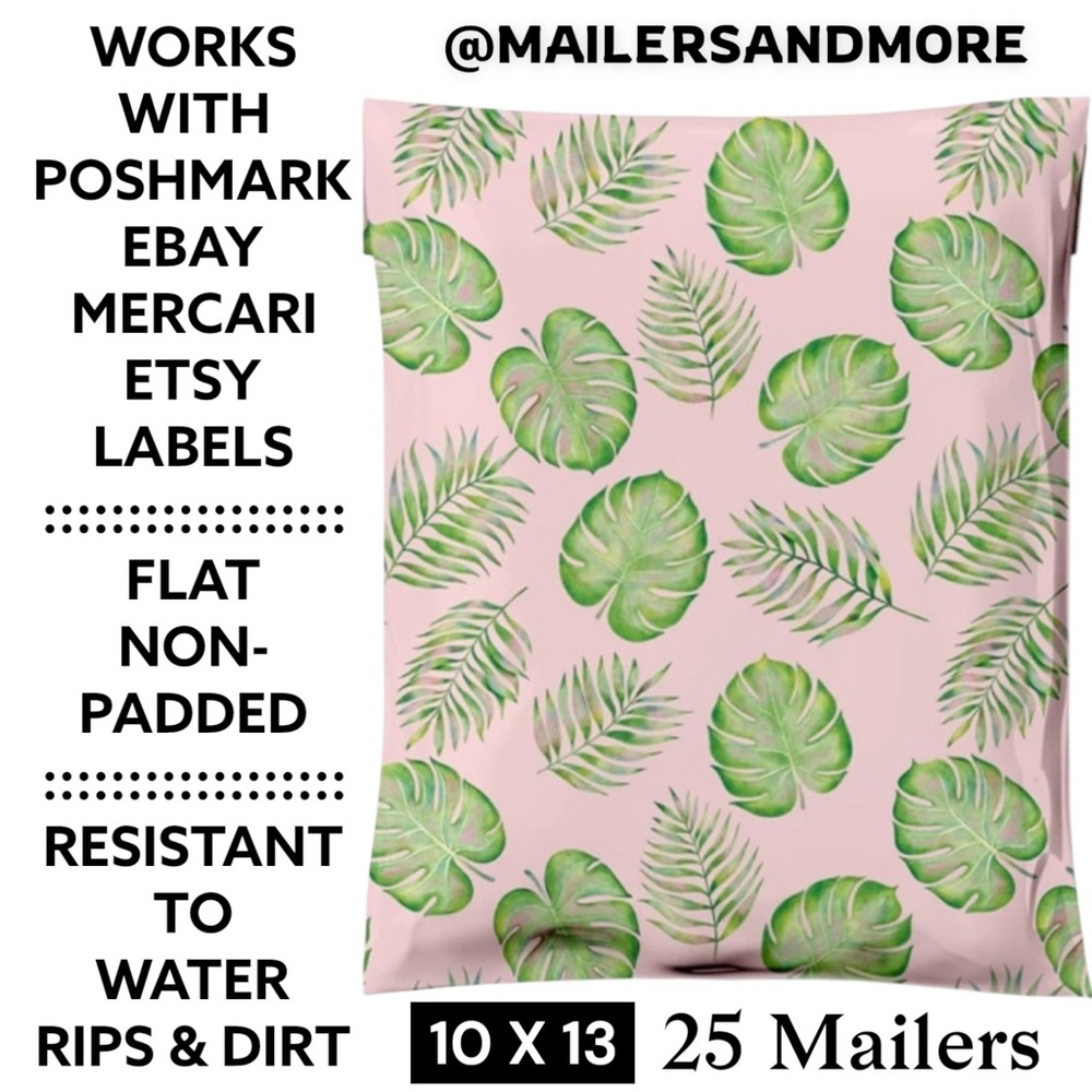 25 10X13 Poly Mailers Palm Leaves, Shipping Envelopes PRICE IS FIRM - Picture 3 of 16